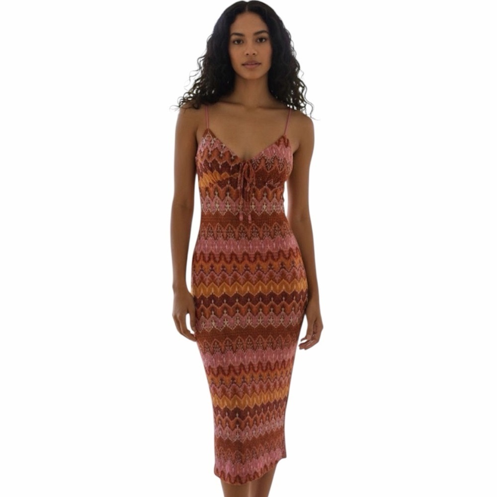 Boho Maxi Fitted Dress Zigzag No comment Size Medium